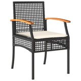 vidaXL Tuin Eettafel Set 3 pcs Zwart poly rattan