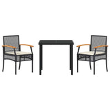 vidaXL Tuin Eettafel Set 3 pcs Zwart poly rattan