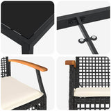 vidaXL Tuin Eettafel Set 3 pcs Zwart poly rattan