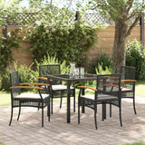 vidaXL Tuin Eettafel Set 3 pcs Zwart poly rattan