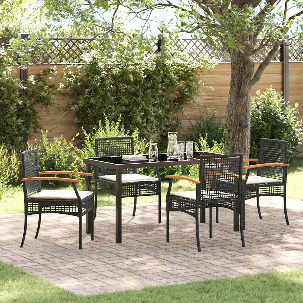 vidaXL Tuin Eettafel Set 3 pcs Zwart poly rattan