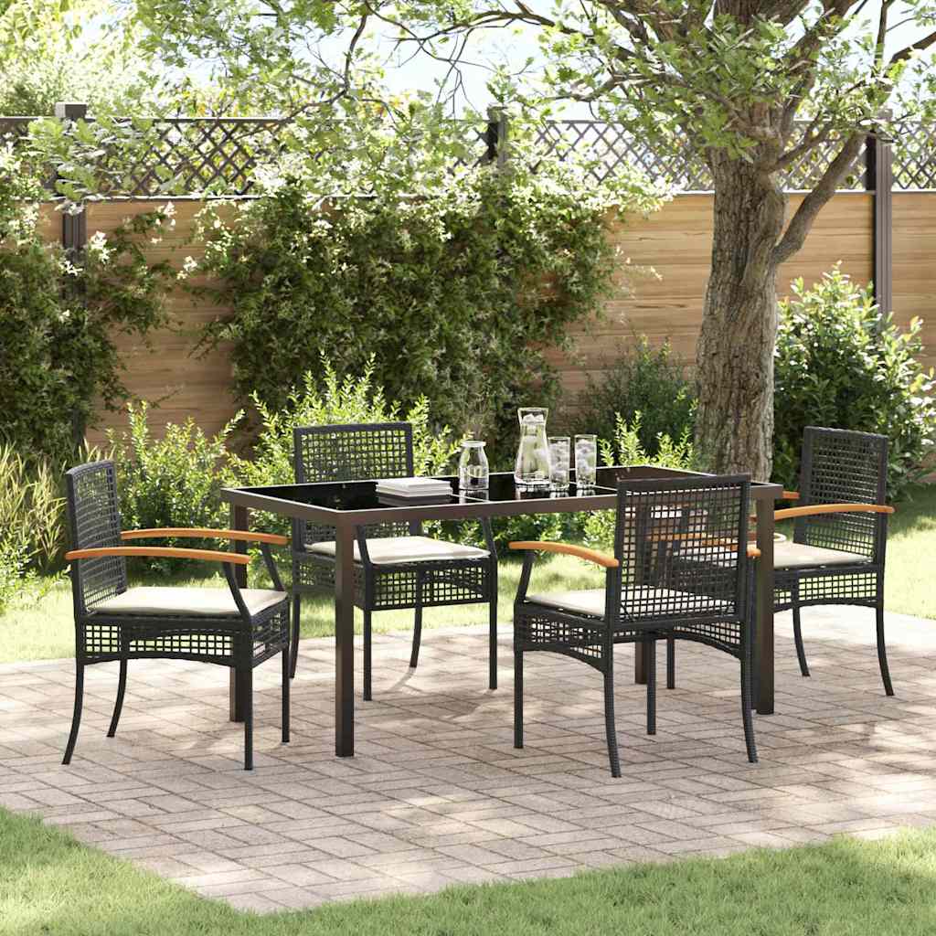 vidaXL Tuin Eettafel Set 3 pcs Zwart poly rattan