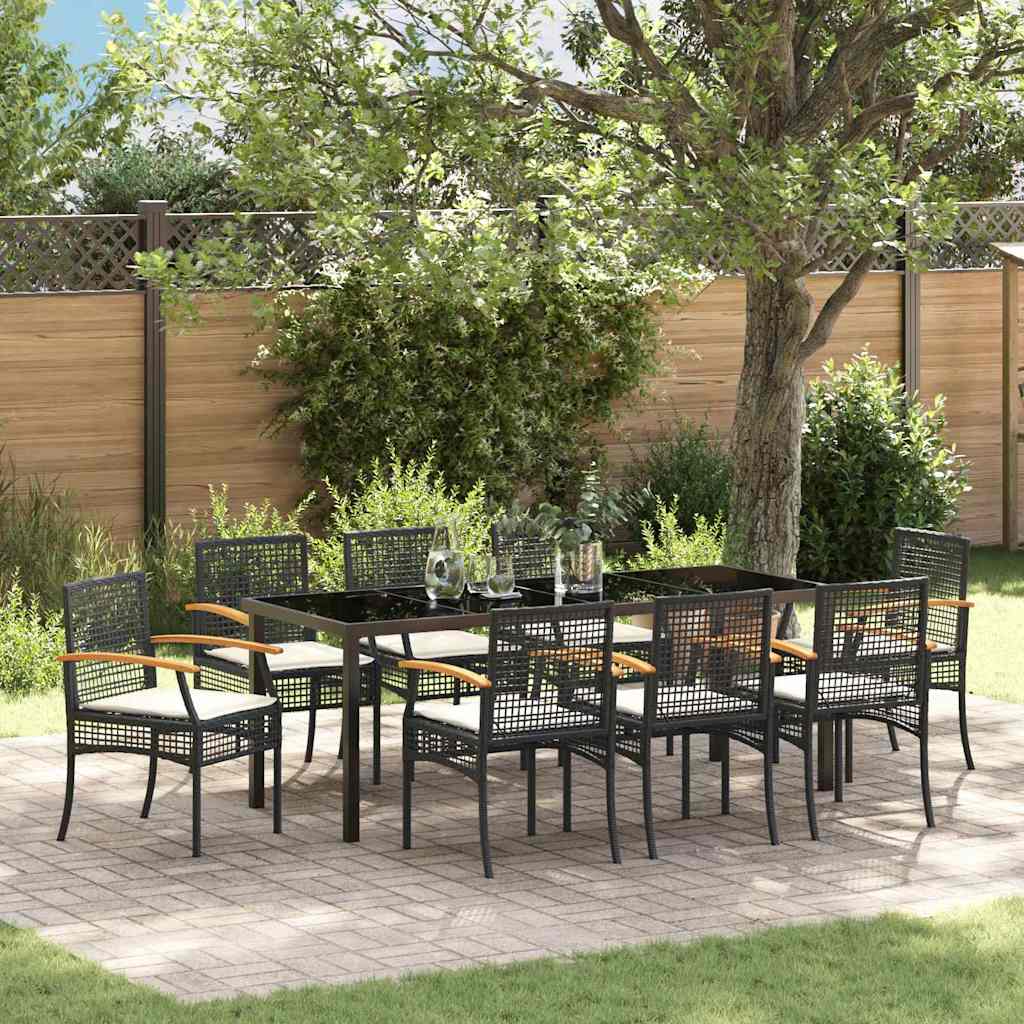vidaXL Tuin Eettafel Set 3 pcs Zwart poly rattan