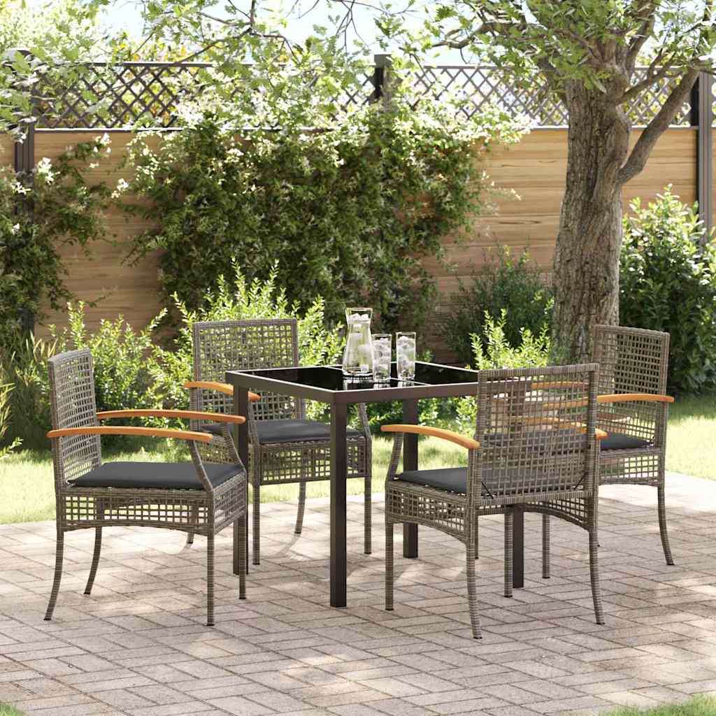 vidaXL Tuin Eettafel Set 3 pcs Zwart poly rattan