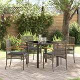 vidaXL Tuin Eettafel Set 3 pcs Zwart poly rattan