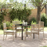 vidaXL Tuin Eettafel Set 3 pcs Zwart poly rattan