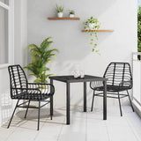 vidaXL Tuin Eettafel Set 3 pcs Zwart poly rattan
