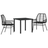 vidaXL Tuin Eettafel Set 3 pcs Zwart poly rattan
