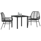 vidaXL Tuin Eettafel Set 3 pcs Zwart poly rattan