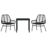 vidaXL Tuin Eettafel Set 3 pcs Zwart poly rattan