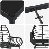 vidaXL Tuin Eettafel Set 3 pcs Zwart poly rattan