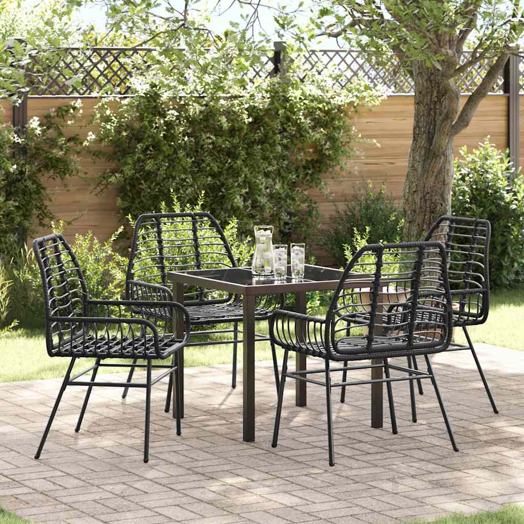 vidaXL Tuin Eettafel Set 3 pcs Zwart poly rattan