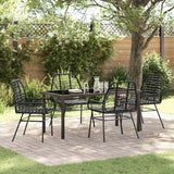vidaXL Tuin Eettafel Set 3 pcs Zwart poly rattan