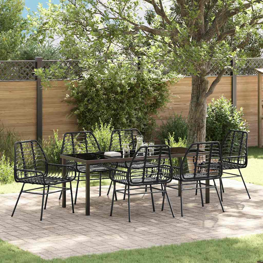 vidaXL Tuin Eettafel Set 3 pcs Zwart poly rattan