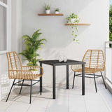 vidaXL Tuin Eettafel Set 3 pcs Zwart poly rattan