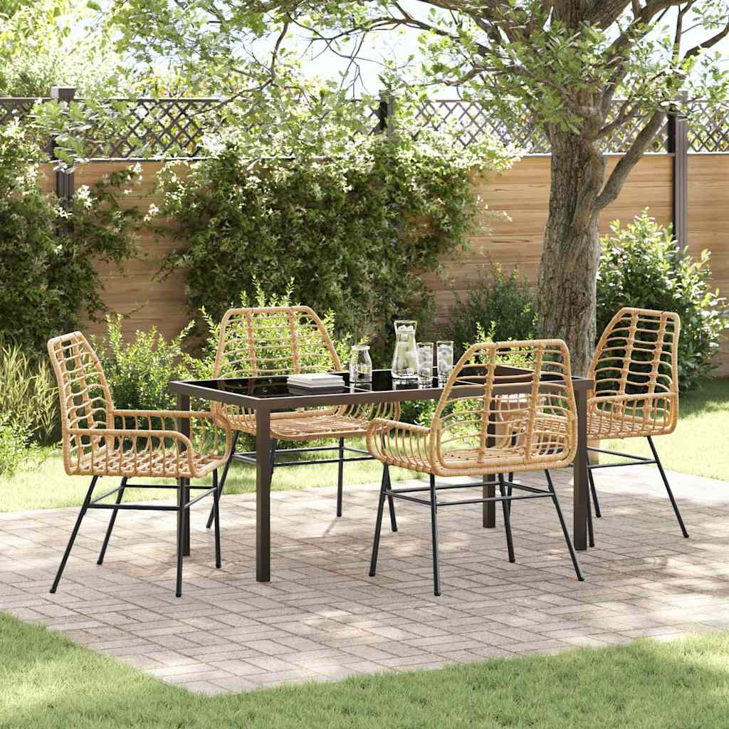 vidaXL Tuin Eettafel Set 3 pcs Zwart poly rattan
