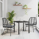 vidaXL Tuin Eettafel Set 3 pcs Zwart poly rattan