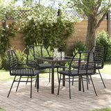 vidaXL Tuin Eettafel Set 3 pcs Zwart poly rattan