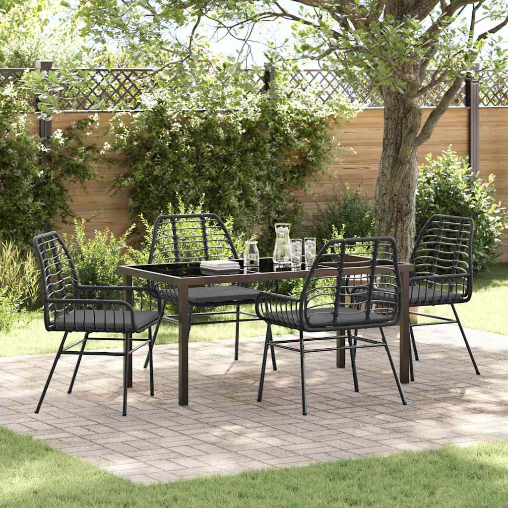 vidaXL Tuin Eettafel Set 3 pcs Zwart poly rattan