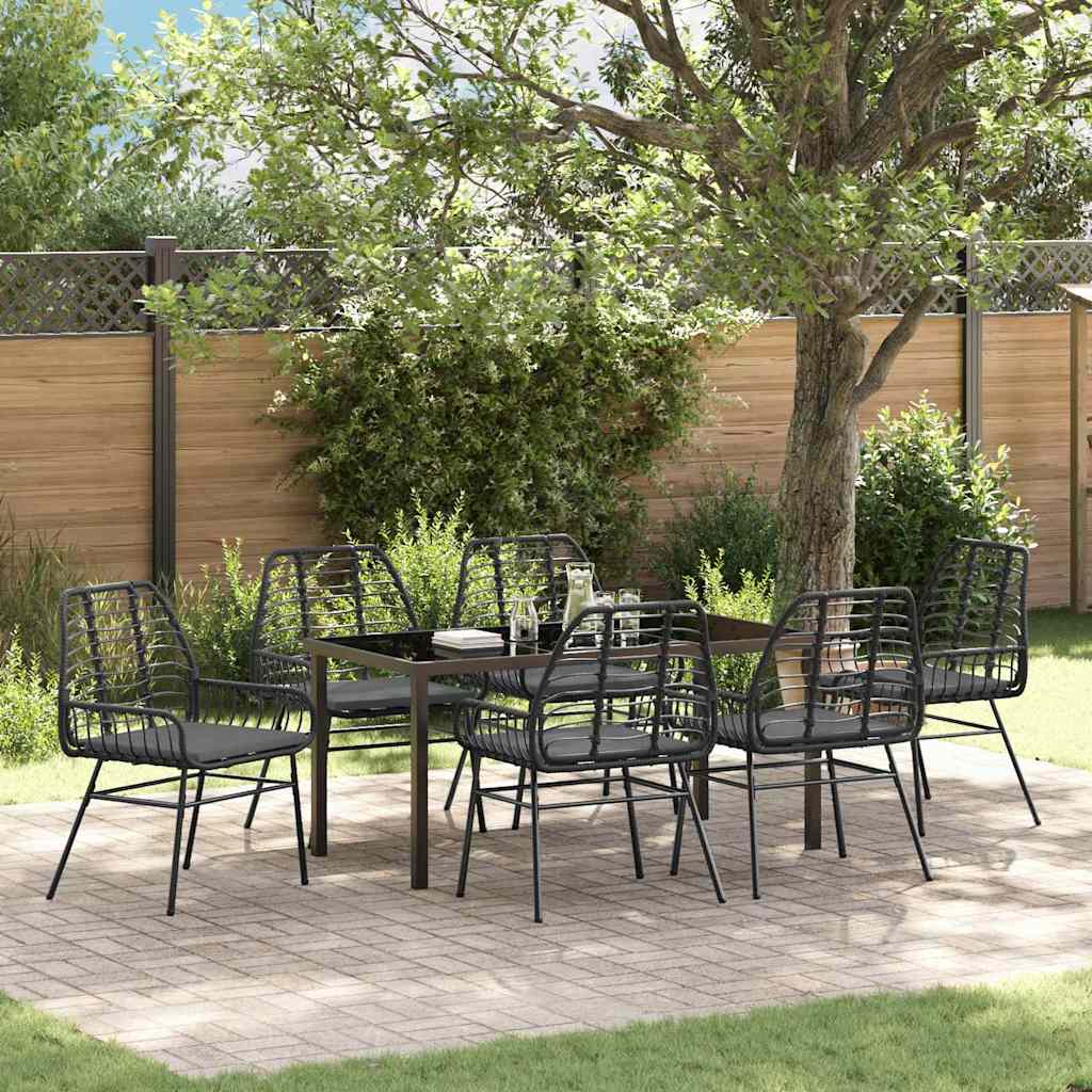 vidaXL Tuin Eettafel Set 3 pcs Zwart poly rattan