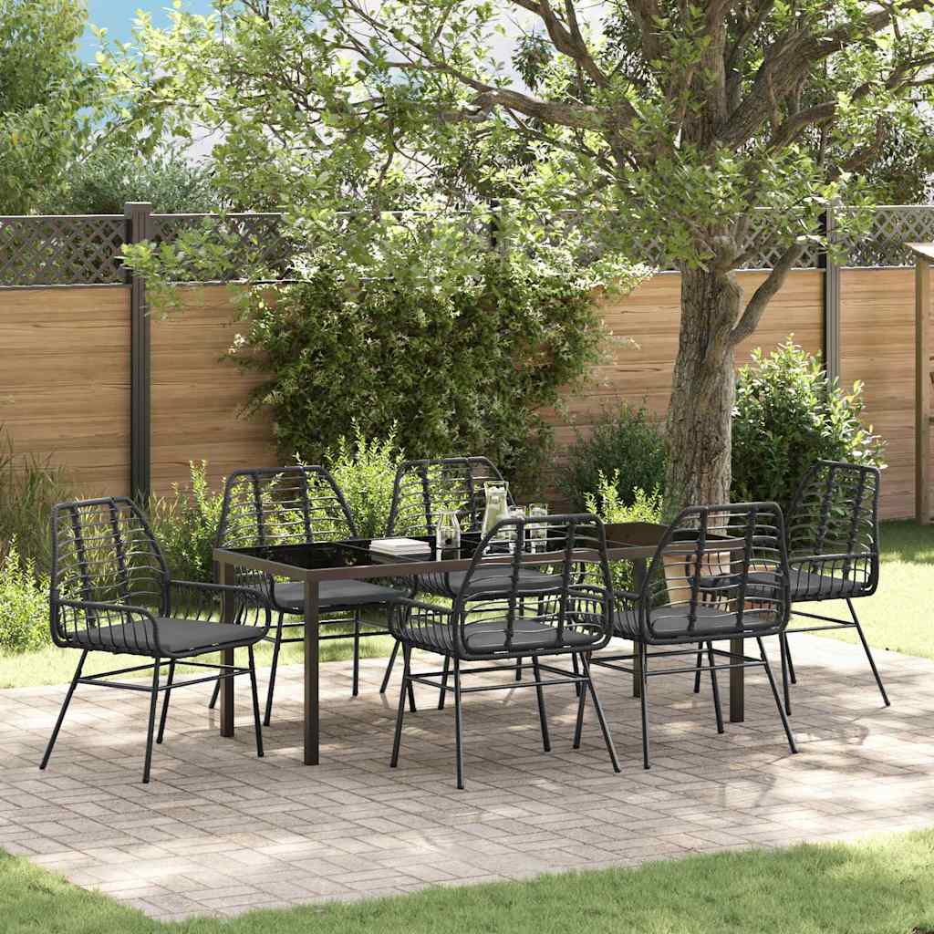 vidaXL Tuin Eettafel Set 3 pcs Zwart poly rattan