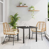 vidaXL Tuin Eettafel Set 3 pcs Zwart poly rattan
