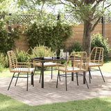vidaXL Tuin Eettafel Set 3 pcs Zwart poly rattan