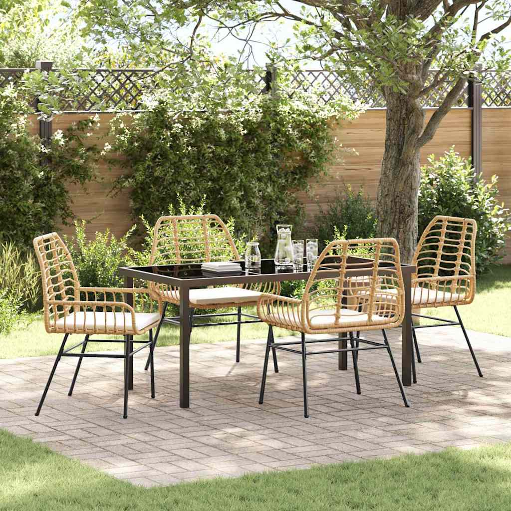 vidaXL Tuin Eettafel Set 3 pcs Zwart poly rattan