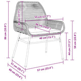 vidaXL Tuin Eettafel Set met kussen 3 pcs Zwart poly rattan