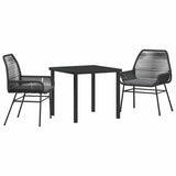 vidaXL Tuin Eettafel Set met kussen 3 pcs Zwart poly rattan