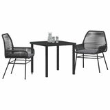 vidaXL Tuin Eettafel Set met kussen 3 pcs Zwart poly rattan