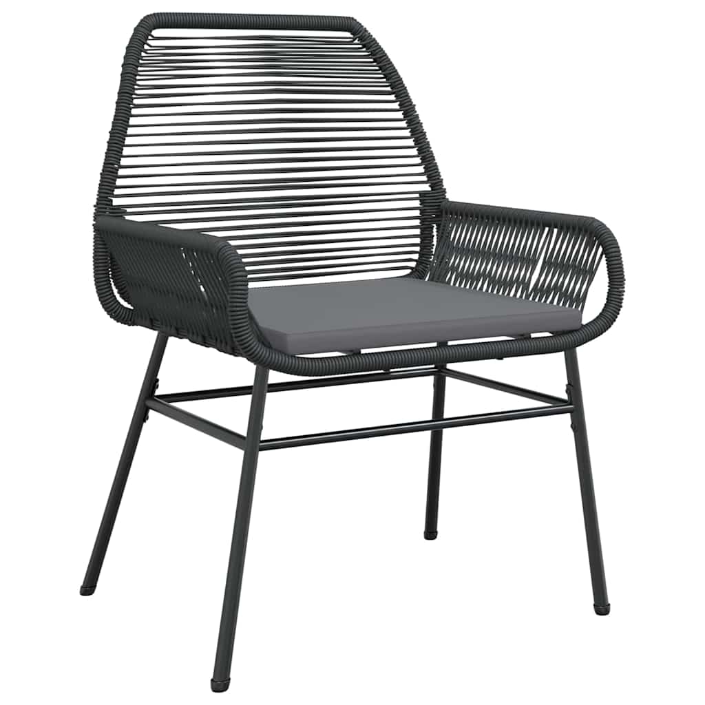 vidaXL Tuin Eettafel Set met kussen 3 pcs Zwart poly rattan