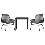 vidaXL Tuin Eettafel Set met kussen 3 pcs Zwart poly rattan