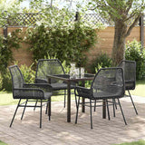 vidaXL Tuin Eettafel Set met kussen 3 pcs Zwart poly rattan