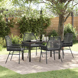 vidaXL Tuin Eettafel Set met kussen 3 pcs Zwart poly rattan
