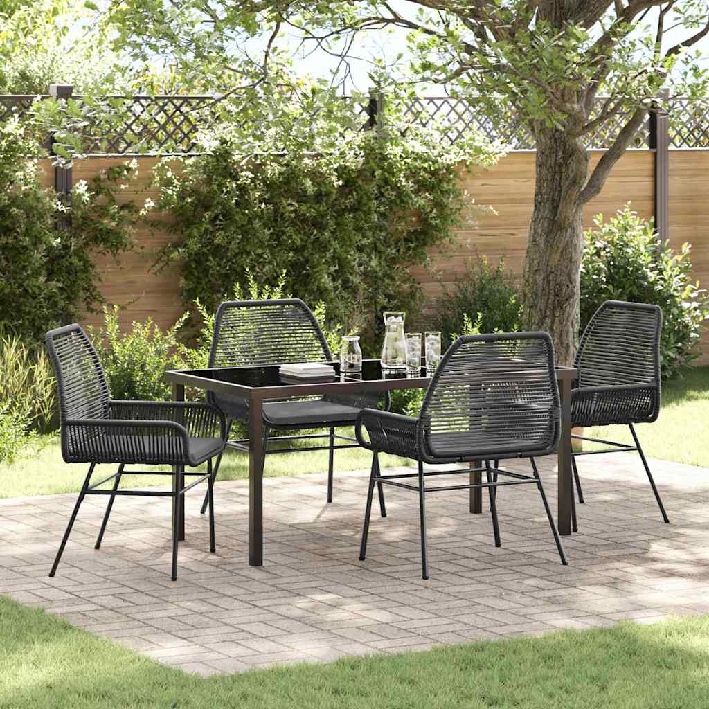 vidaXL Tuin Eettafel Set met kussen 3 pcs Zwart poly rattan