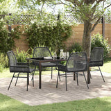 vidaXL Tuin Eettafel Set met kussen 3 pcs Zwart poly rattan