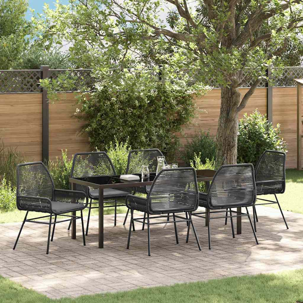 vidaXL Tuin Eettafel Set met kussen 3 pcs Zwart poly rattan