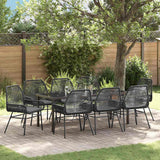 vidaXL Tuin Eettafel Set met kussen 3 pcs Zwart poly rattan