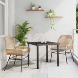 vidaXL Tuin Eettafel Set met kussen 3 pcs Zwart poly rattan