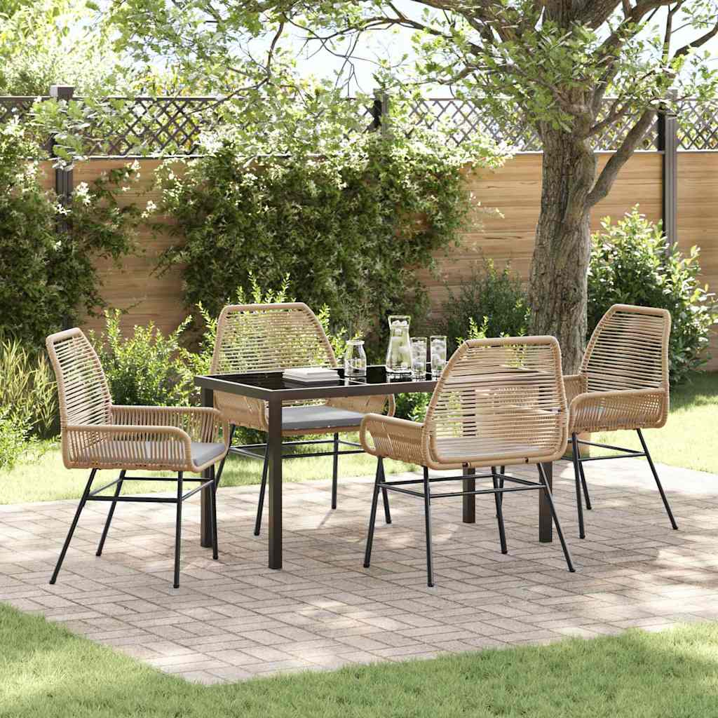 vidaXL Tuin Eettafel Set met kussen 3 pcs Zwart poly rattan