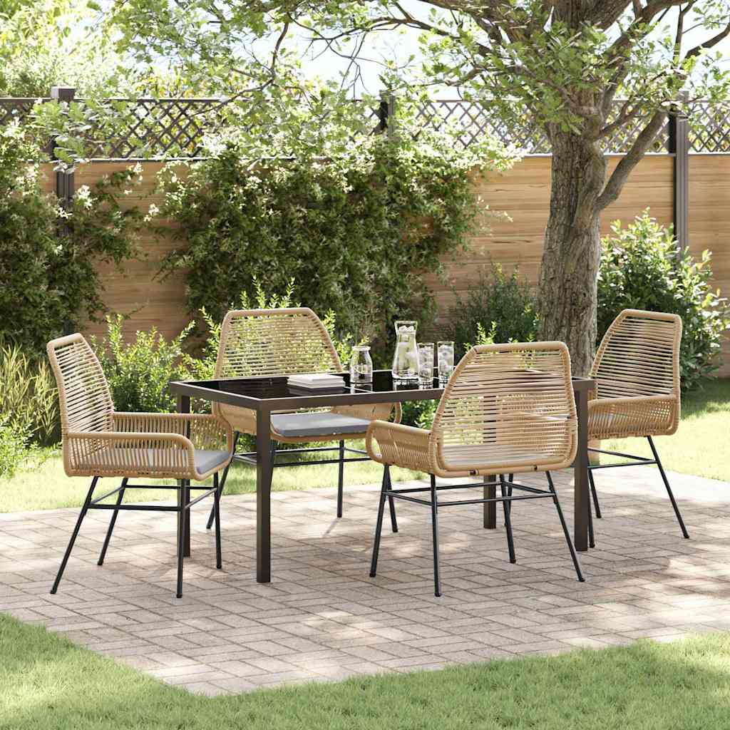 vidaXL Tuin Eettafel Set met kussen 3 pcs Zwart poly rattan