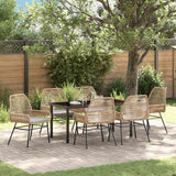 vidaXL Tuin Eettafel Set met kussen 3 pcs Zwart poly rattan