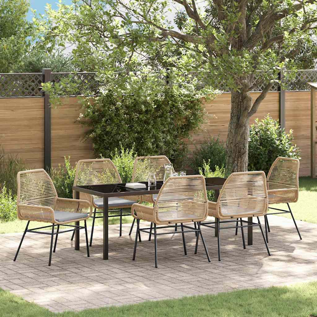 vidaXL Tuin Eettafel Set met kussen 3 pcs Zwart poly rattan