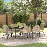 vidaXL Tuin Eettafel Set met kussen 3 pcs Zwart poly rattan