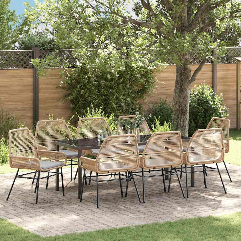 vidaXL Tuin Eettafel Set met kussen 3 pcs Zwart poly rattan
