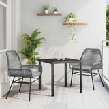 vidaXL Tuin Eettafel Set met kussen 3 pcs Zwart poly rattan