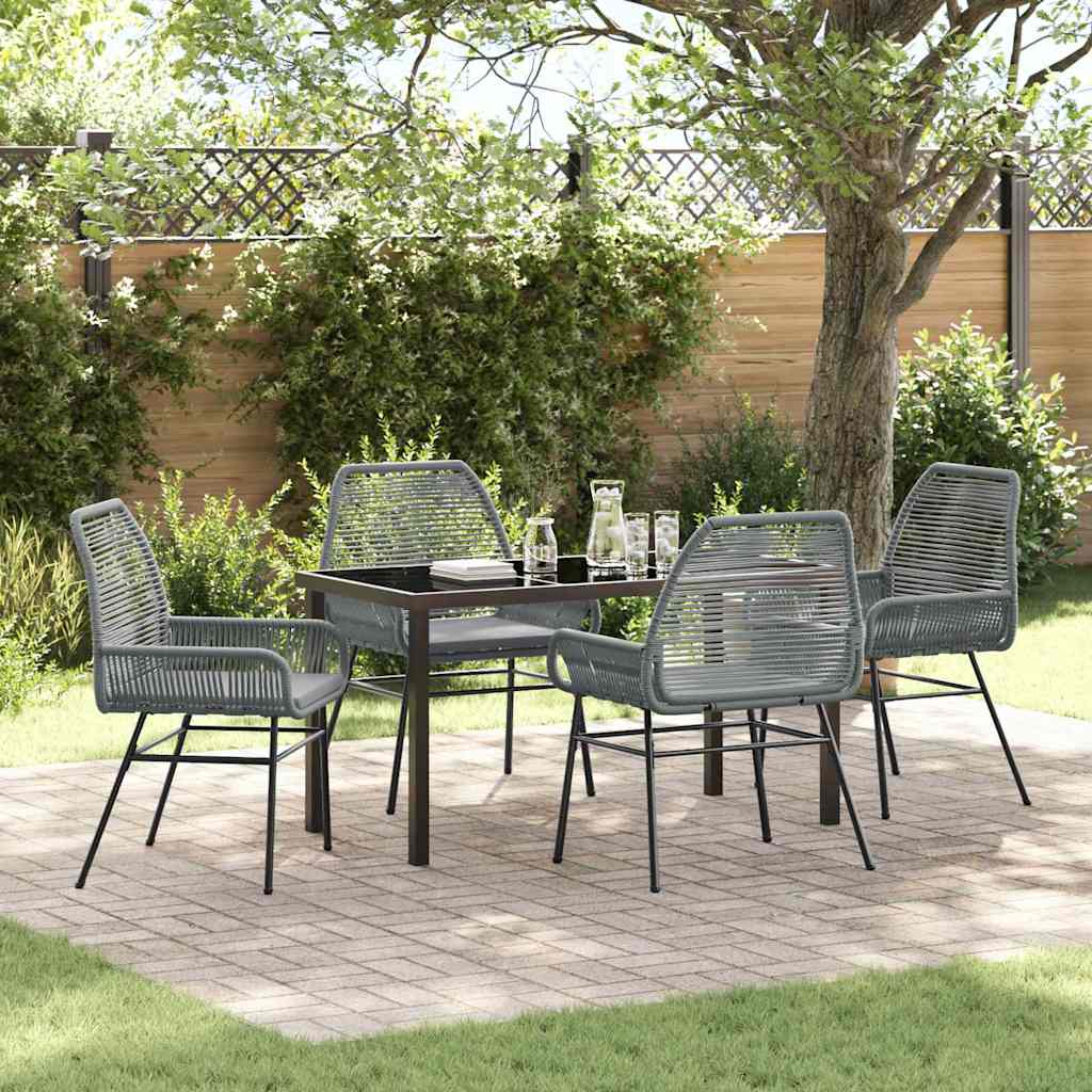 vidaXL Tuin Eettafel Set met kussen 3 pcs Zwart poly rattan