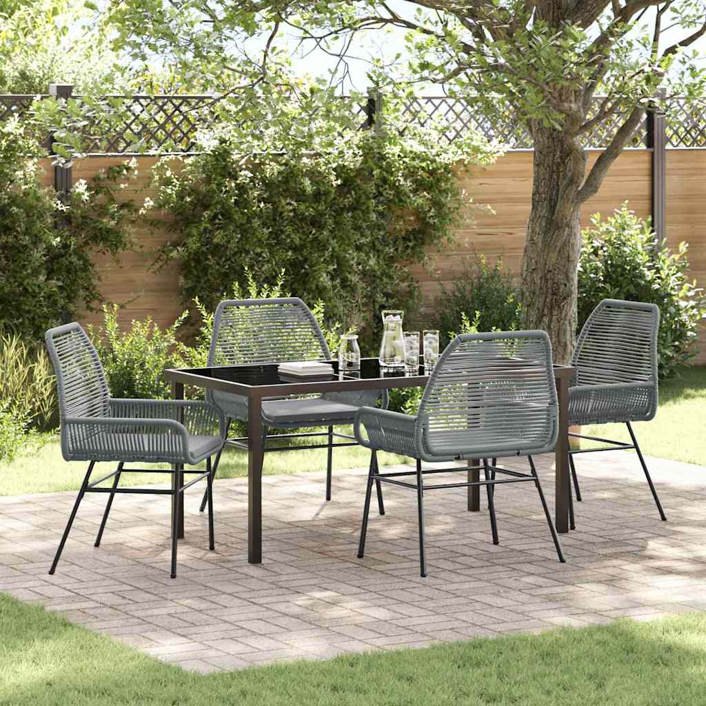 vidaXL Tuin Eettafel Set met kussen 3 pcs Zwart poly rattan