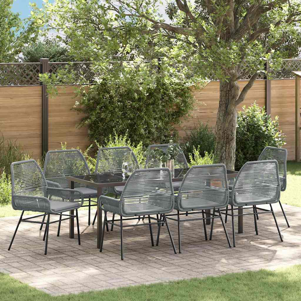 vidaXL Tuin Eettafel Set met kussen 3 pcs Zwart poly rattan